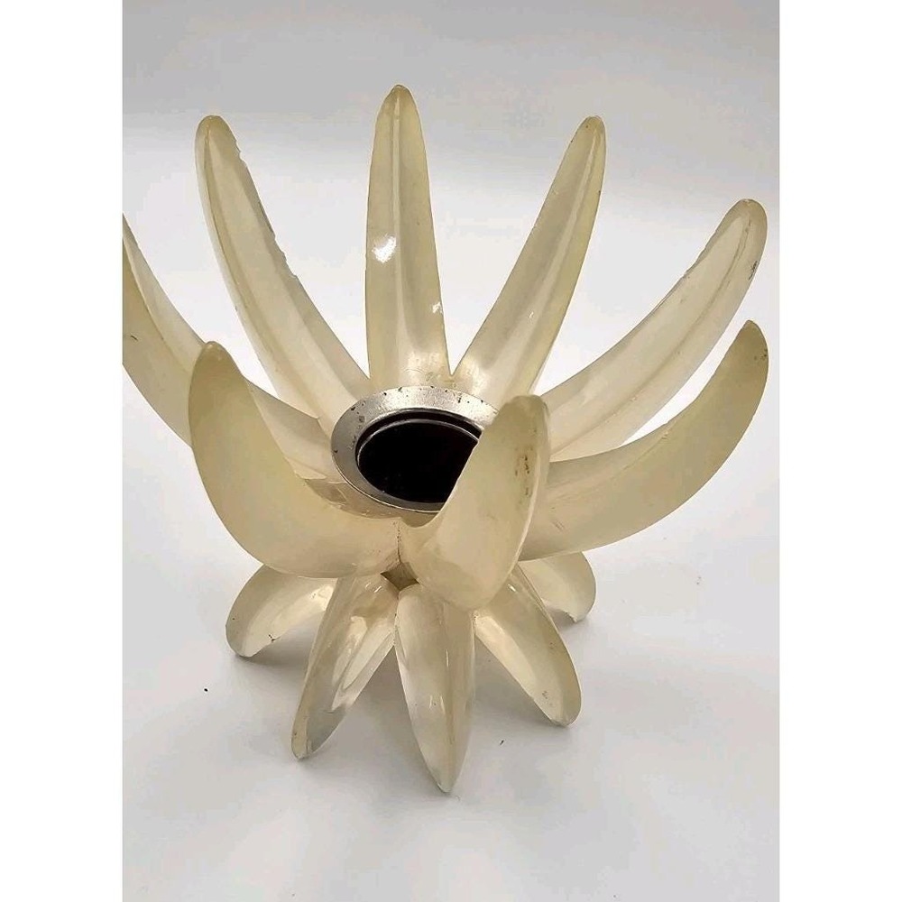 Vtg Gesch Germany 1960's Lotus Clear Atomic Candle Holder Sputnik MCM Lucite
